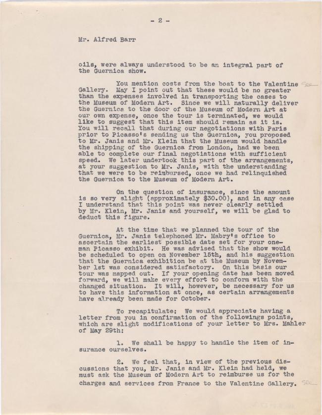 Correspondencia entre la Spanish Refugee Relief Campaign y Alfred H. Barr Jr.