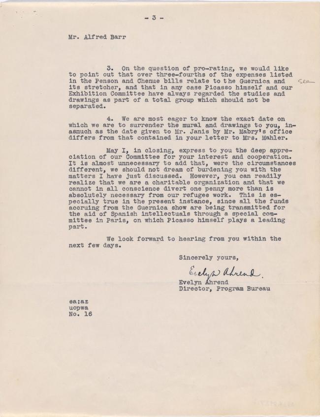 Correspondencia entre la Spanish Refugee Relief Campaign y Alfred H. Barr Jr.