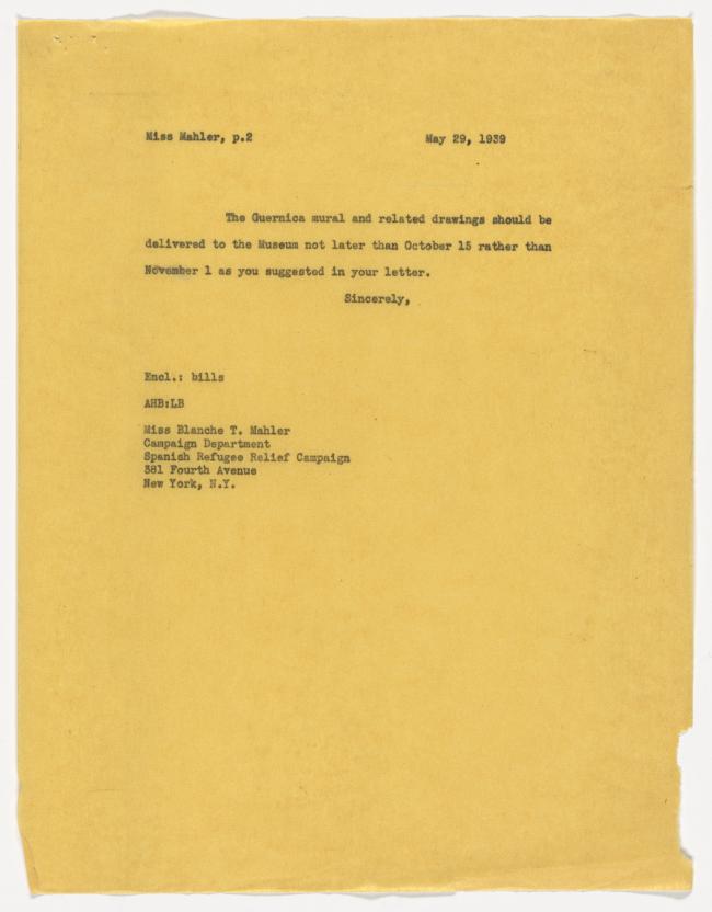 Correspondencia entre la Spanish Refugee Relief Campaign y Alfred H. Barr Jr.