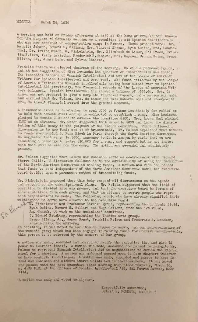 EN Actas de reunión del Comité Ejecutivo de la Spanish Intellectual Aid