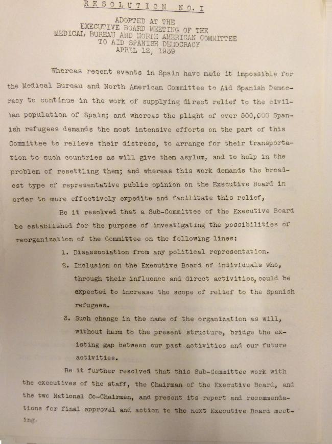 Actas de reunión del Medical Bureau and North American Committee