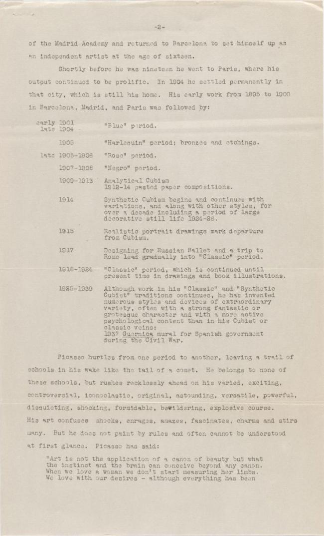 Las últimas obras de Picasso llegan de Europa a tiempo para la gran exposición del Museum of Modern Art