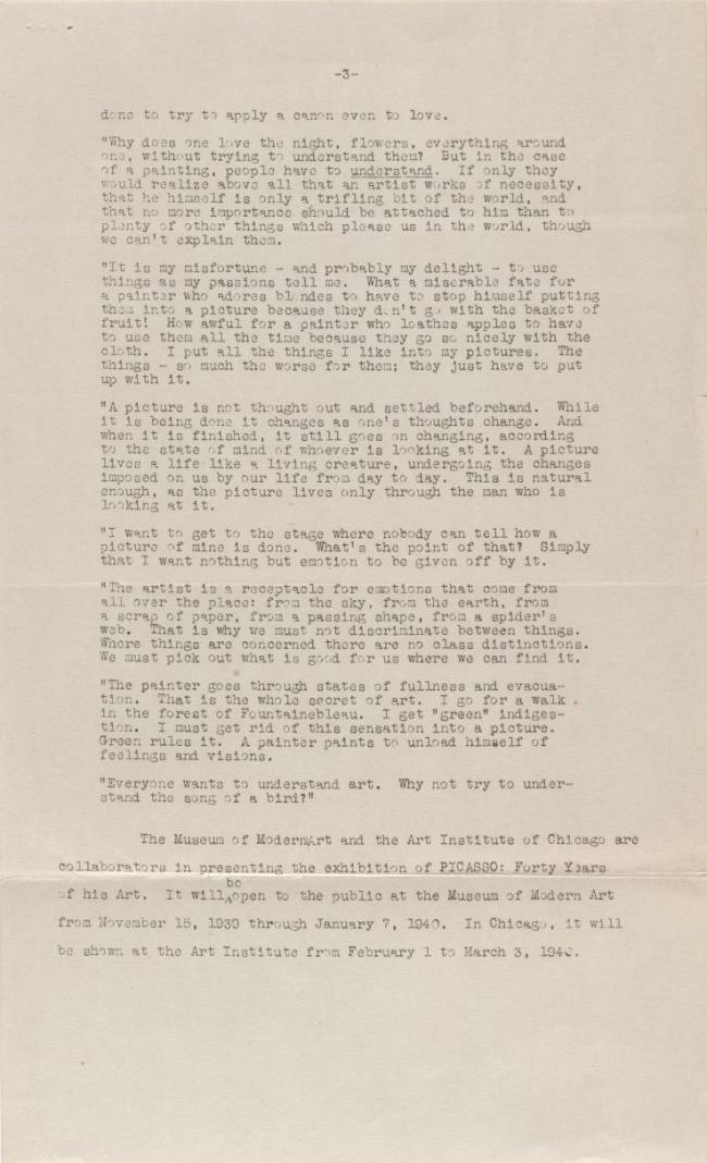 Las últimas obras de Picasso llegan de Europa a tiempo para la gran exposición del Museum of Modern Art