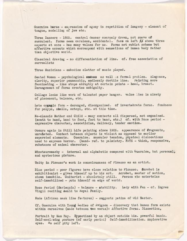 Notas para la conferencia «Picasso» 