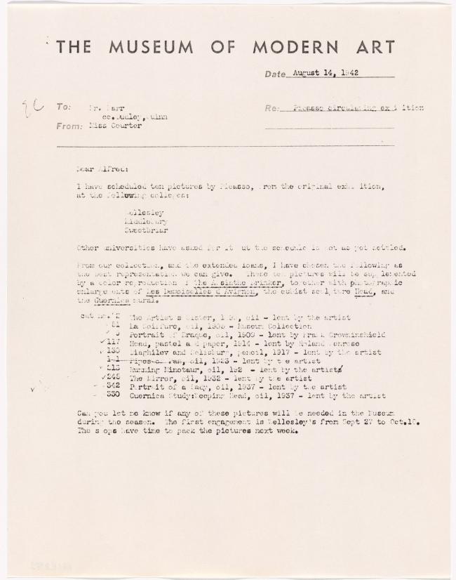 Carta de Elodie Courter Osborn a Alfred H. Barr Jr.