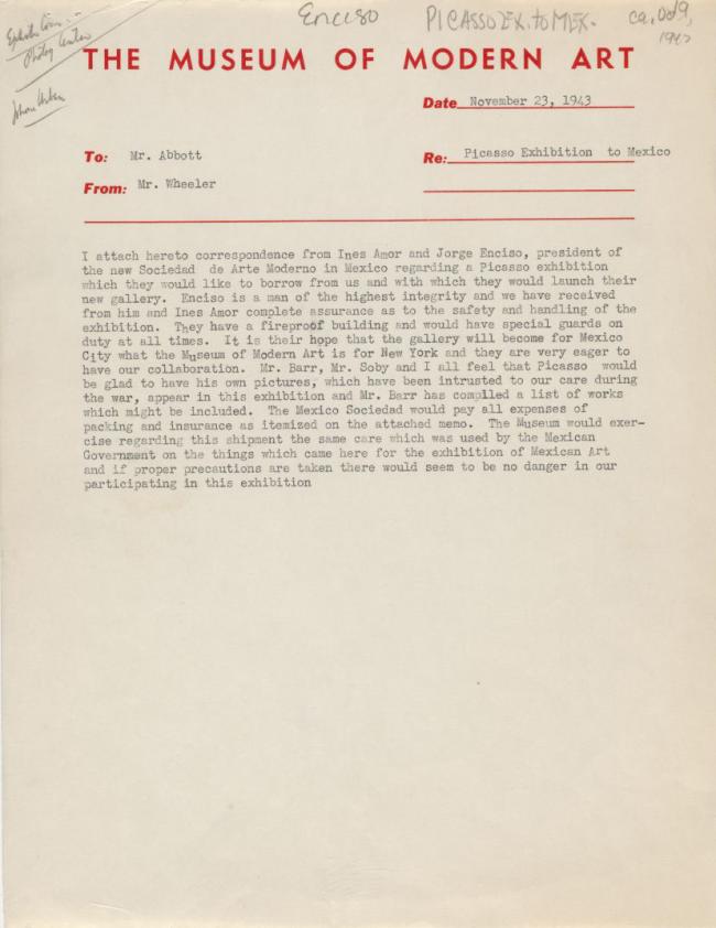 Monroe Wheeler's letter to Jere Abbott