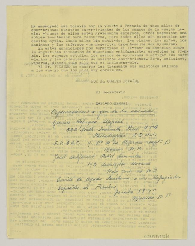 Mariano Miguel's letter to F.O.A.R.E.