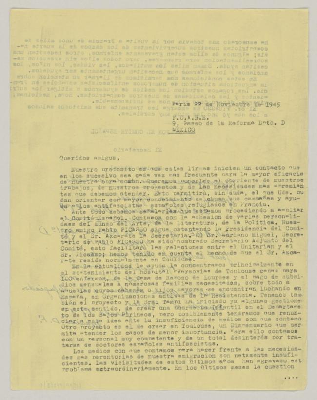 Mariano Miguel's letter to F.O.A.R.E.