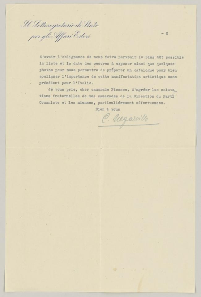 Claude Jaeger's letter to Pablo Picasso with an enclosed letter from Celeste Negarville