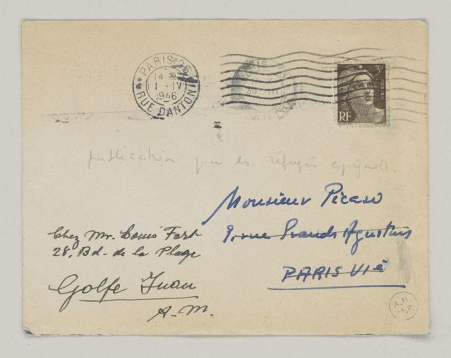 Carta de A. Robles a Pablo Picasso