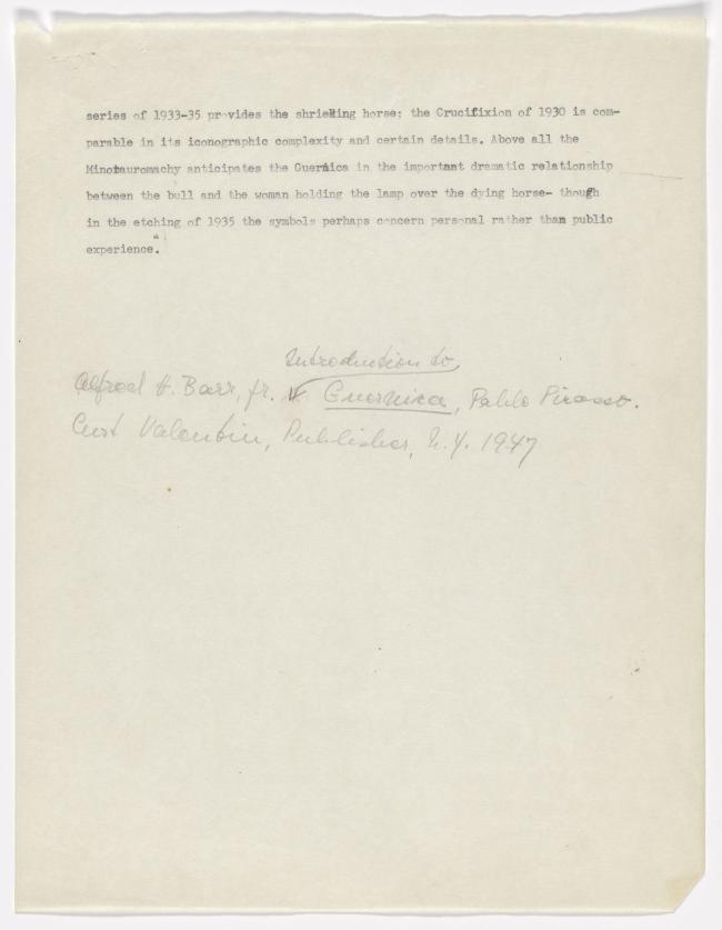 Borrador de la introducción de Guernica: Pablo Picasso de Juan Larrea