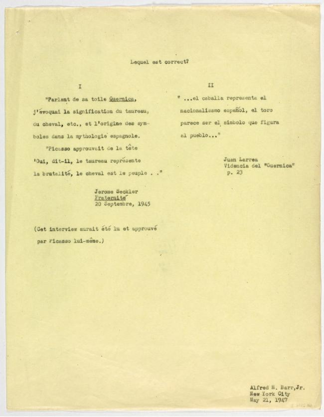 Alfred H. Barr Jr.'s letter to Daniel-Henry Kahnweiler, dated 21 May 1947