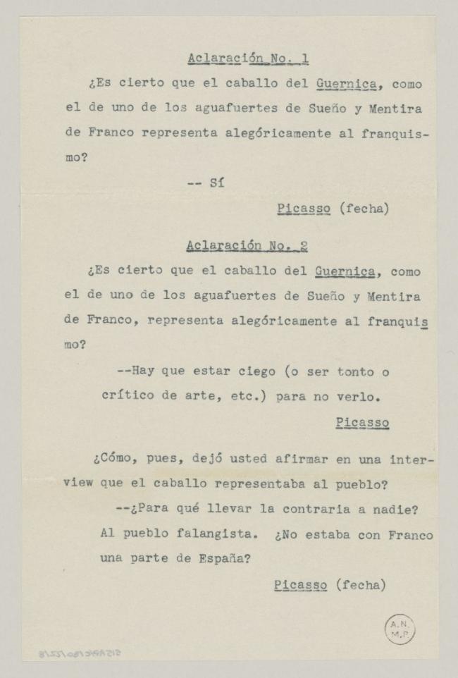 Carta de Juan Larrea a Pablo Picasso del 6 de septiembre de 1947