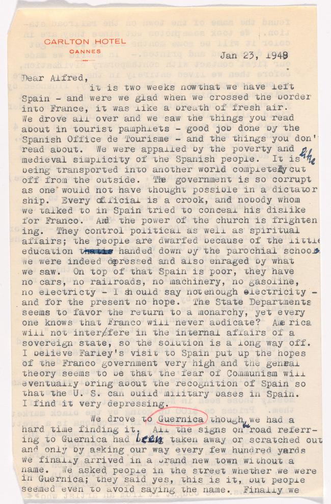 Carta de Mimi Levitt a Alfred H. Barr Jr.