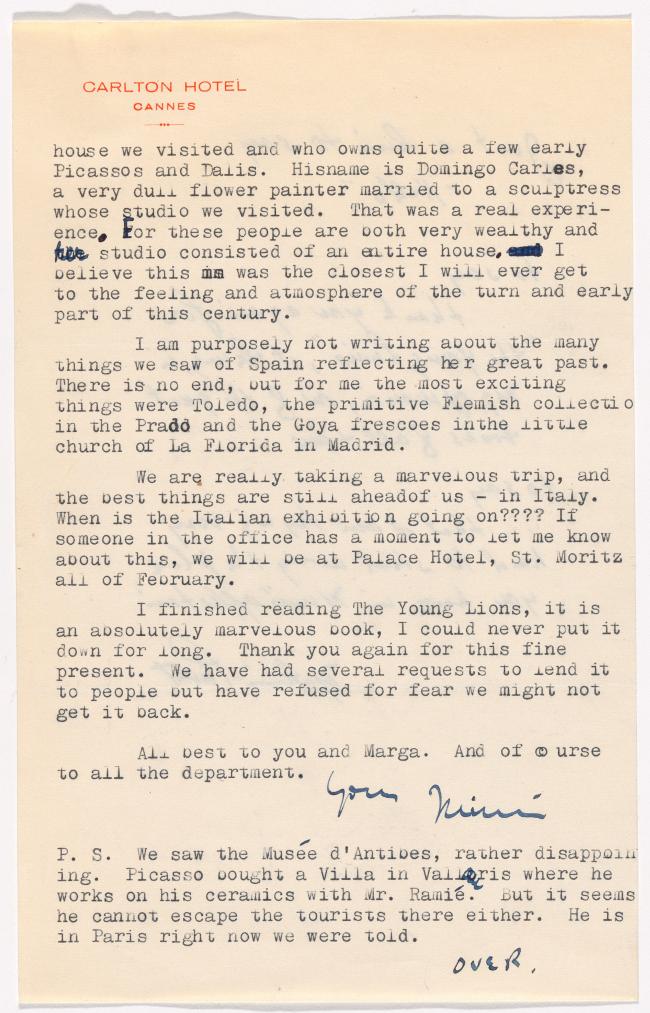 Carta de Mimi Levitt a Alfred H. Barr Jr.