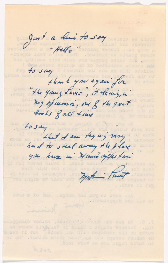 Carta de Mimi Levitt a Alfred H. Barr Jr.