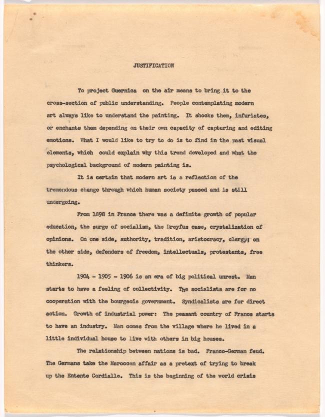 Justificación del proyecto para televisión Guernica on the air