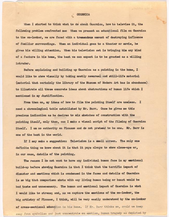 Justificación del proyecto para televisión Guernica on the air