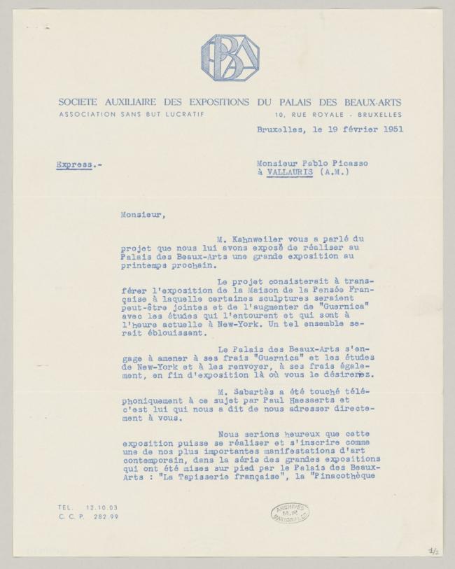 Carta de Robert Giron a Pablo Picasso