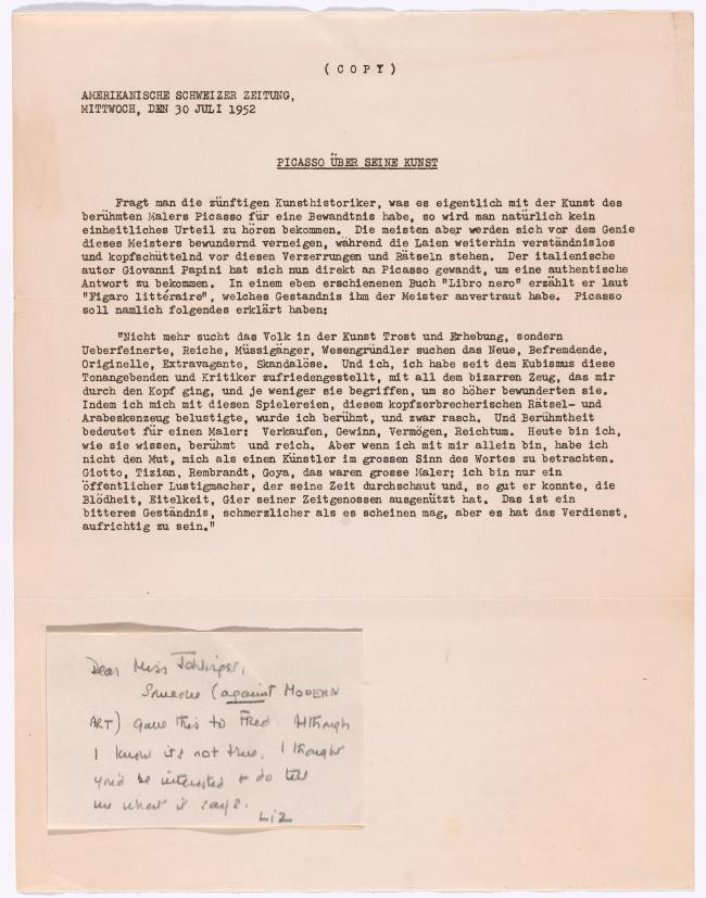 Picasso sobre su arte