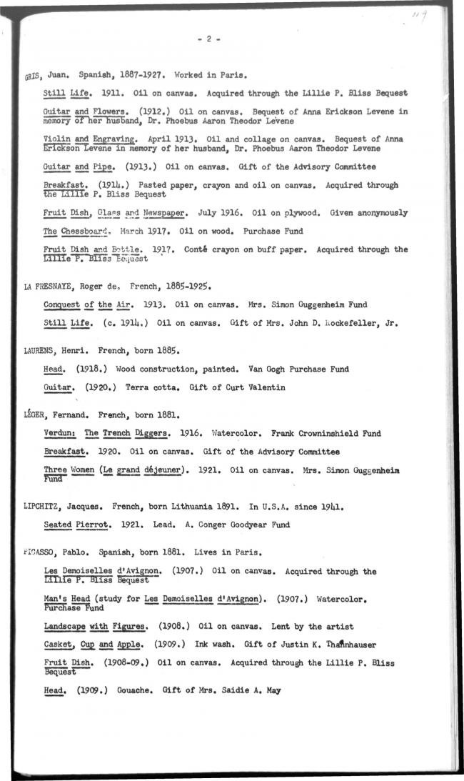 Press dossier on various exhibitions held at the Museum of Modern Art, New York