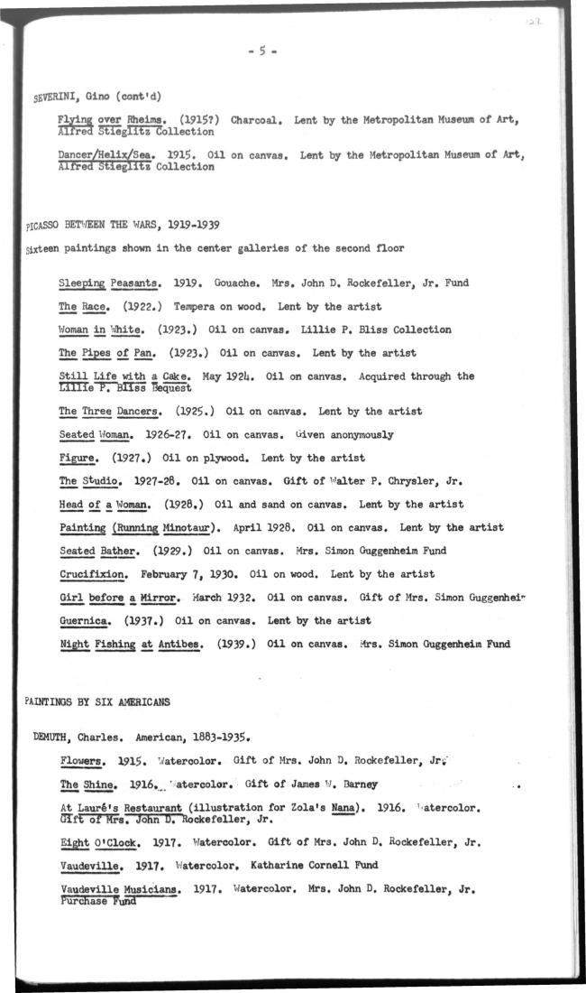 Press dossier on various exhibitions held at the Museum of Modern Art, New York