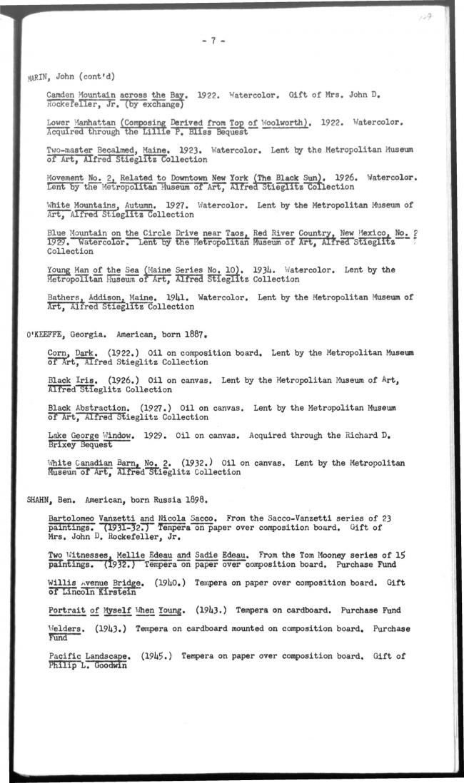 Press dossier on various exhibitions held at the Museum of Modern Art, New York