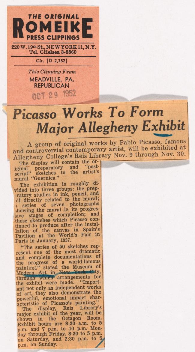 Gran exposición de obras de Picasso en Allegheny