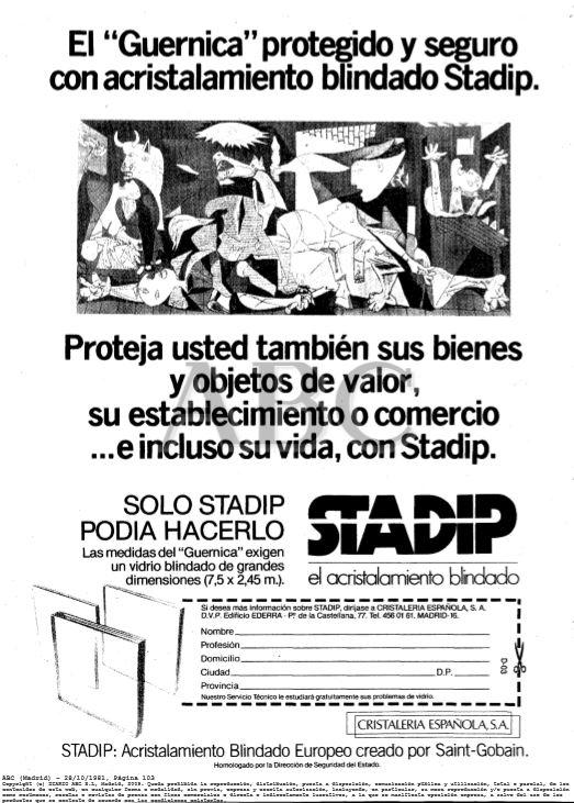 "Guernica" protected and safe with bulletproof glass 