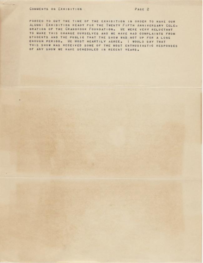 Informe de publicidad de la exposición Studies for Guernica del Museum of Cranbrook, Nueva Jersey