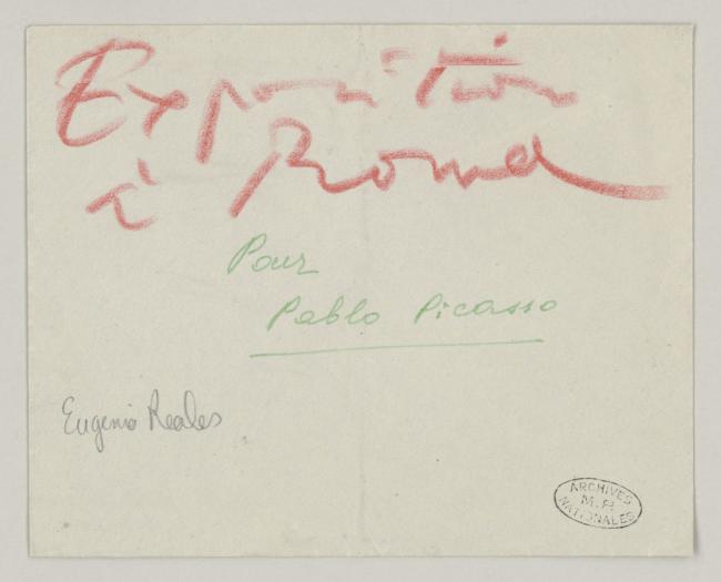 Eugenio Reale's letter to Pablo Picasso, date 5 December 1952