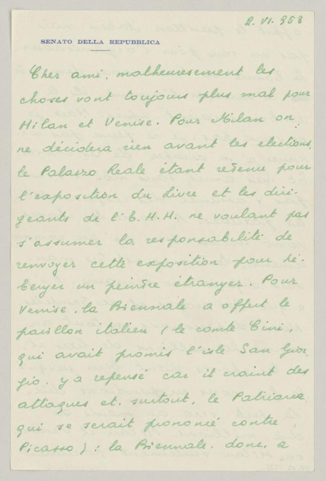 Carta de Eugenio Reale a Daniel-Henry Kahnweiler