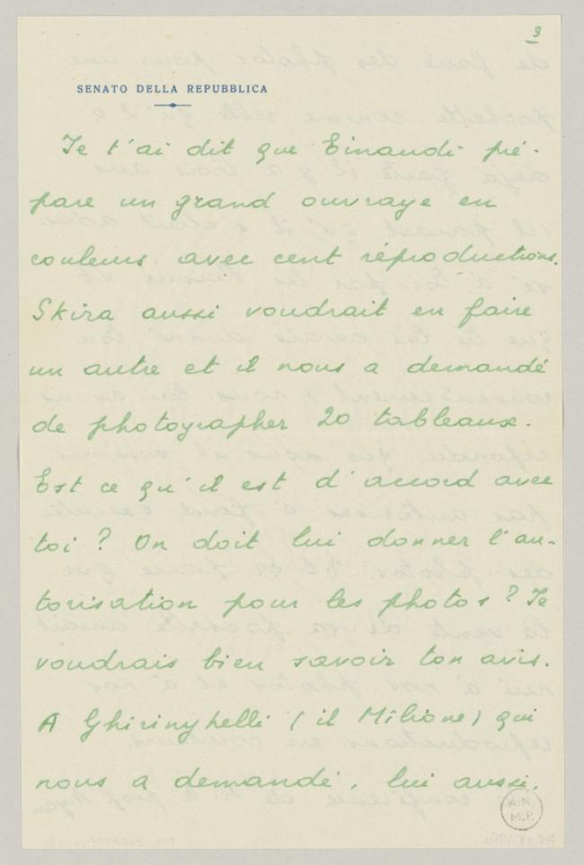 Carta de Eugenio Reale a Pablo Picasso del 19 de junio de 1953