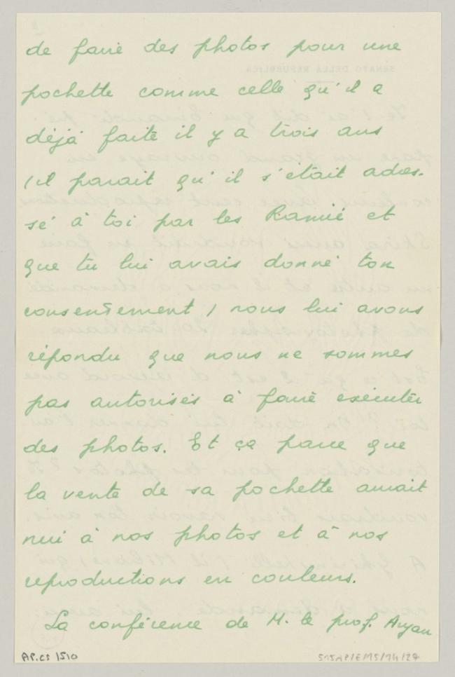 Carta de Eugenio Reale a Pablo Picasso del 19 de junio de 1953