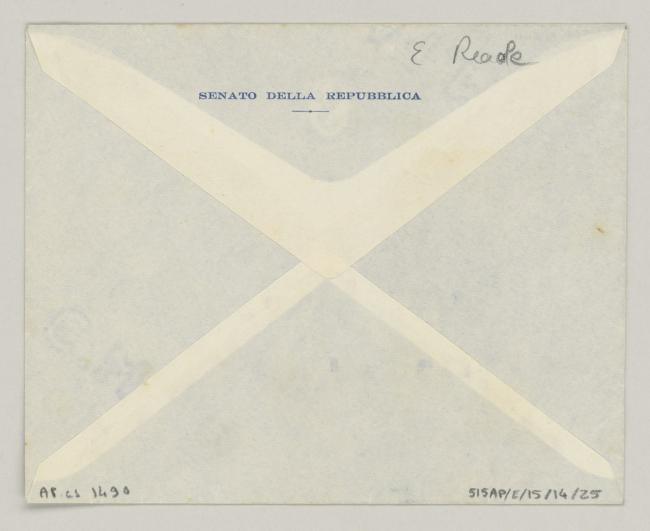 Carta de Eugenio Reale a Pablo Picasso del 26 de noviembre de 1956