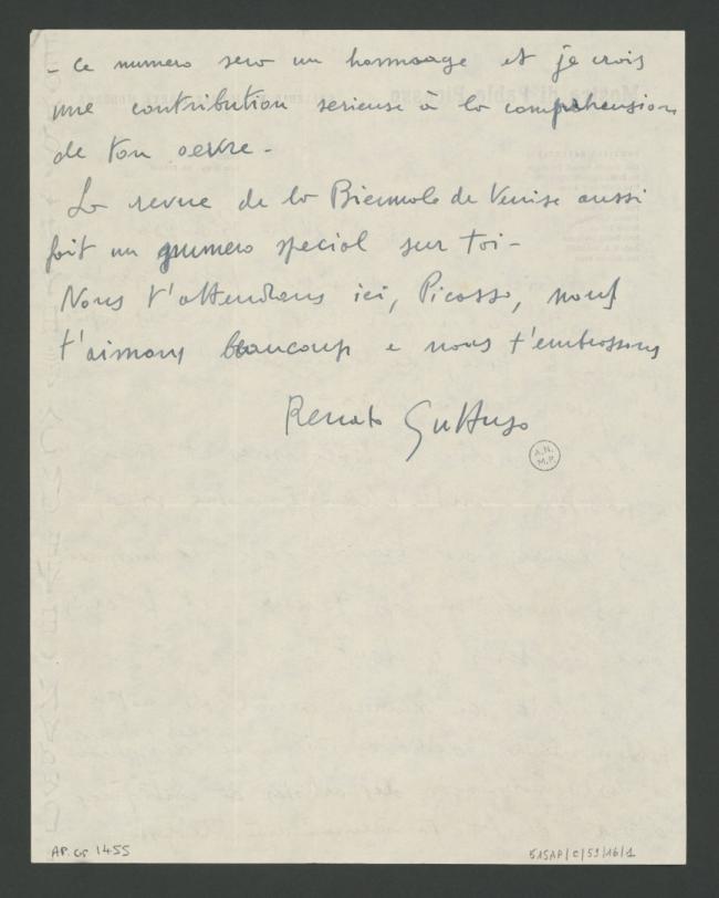 Carta de Renato Gattuso a Pablo Picasso