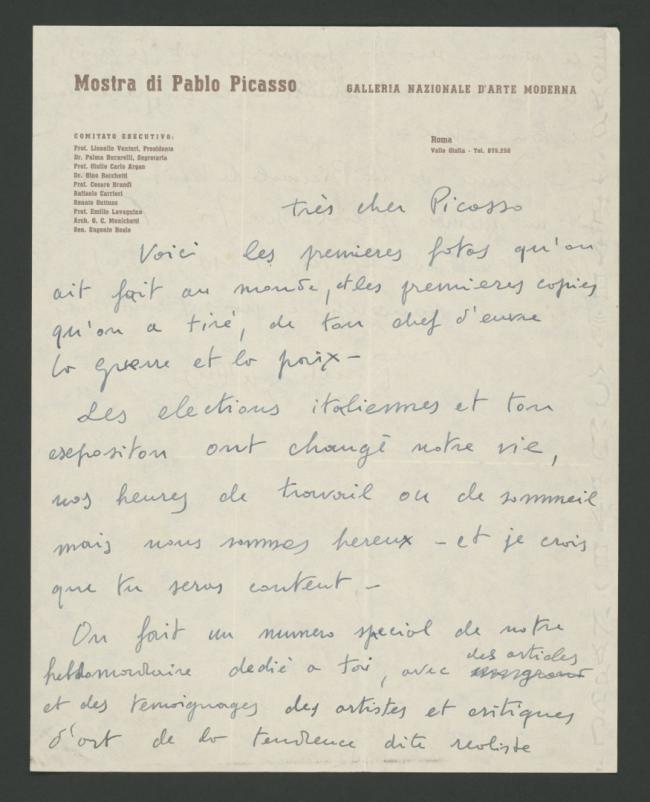 Carta de Renato Gattuso a Pablo Picasso