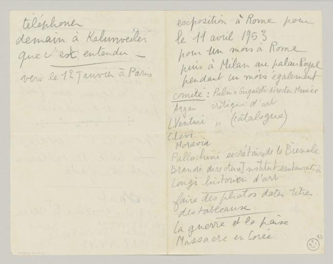 Personal notes by Pablo Picasso 