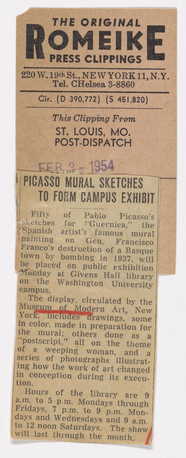 Exposición de los bocetos del mural de Picasso en el campus