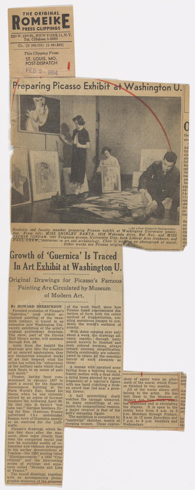 Evolución de Guernica trazada en la exposición de la Universidad de Washington