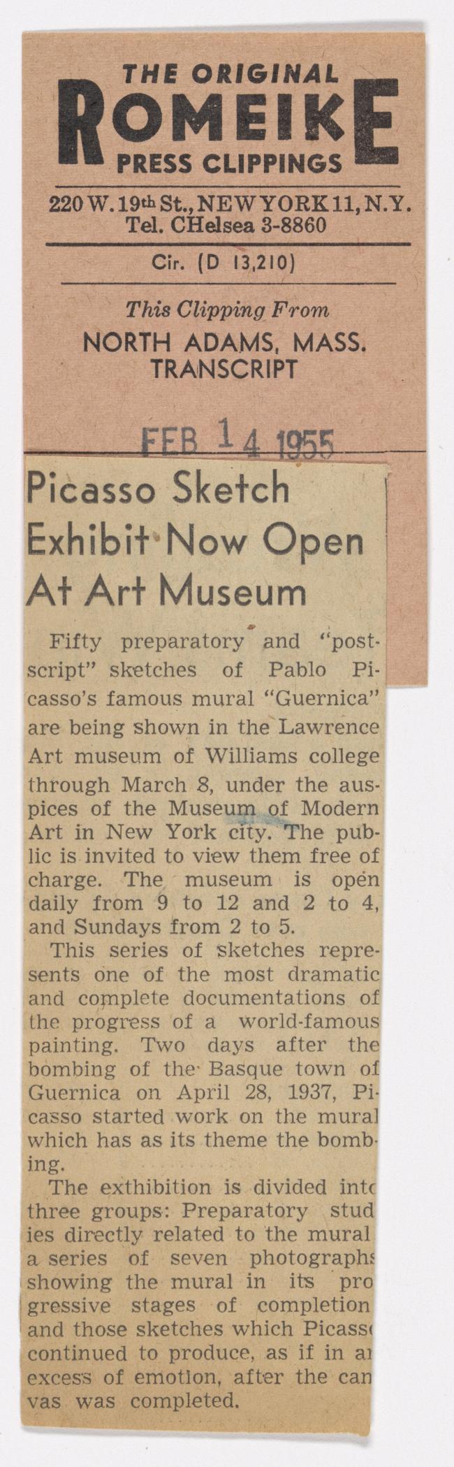 Exposición de los bocetos de Picasso inaugurada en el Museo de Arte