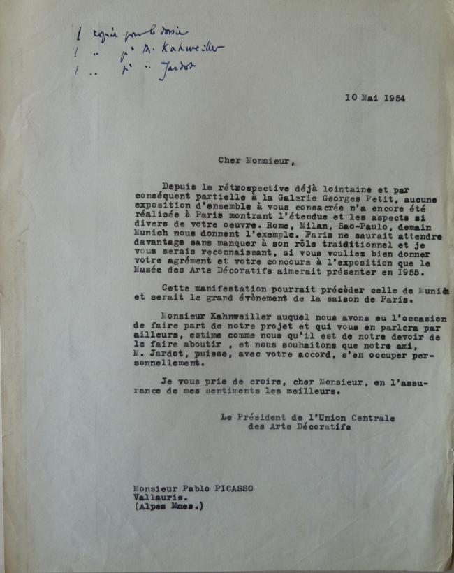 Carta de François Carnot a Pablo Picasso