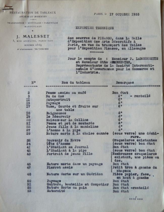 Carta de J. Malesset al Musée des Arts Décoratifs