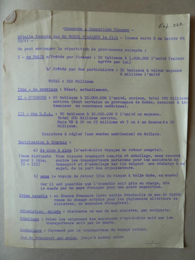 Transport and insurance, provided by Morel d'Arleux, general secretary of the Union Centrale des Arts Décoratifs