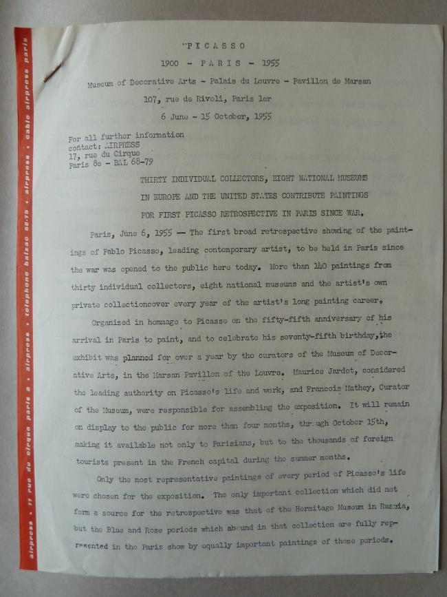 30 coleccionistas particulares y ocho museos nacionales europeos y estadounidenses contribuyen con cuadros a la primera retrospectiva de Picasso en París desde la guerra