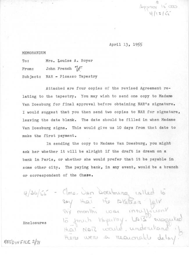 Carta de John French a Louise A. Boyer