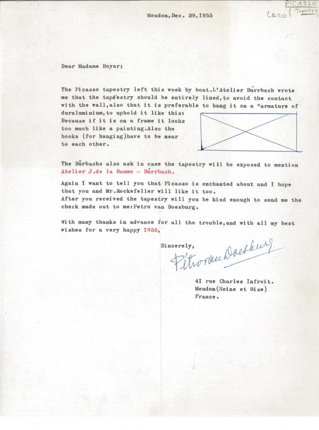 Carta de Nelly Van Doesburg a Louise A. Boyer del 29 de diciembre de 1955