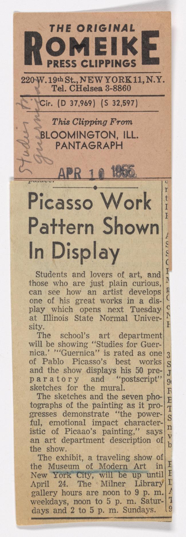 Picasso Work Pattern Shown in Display