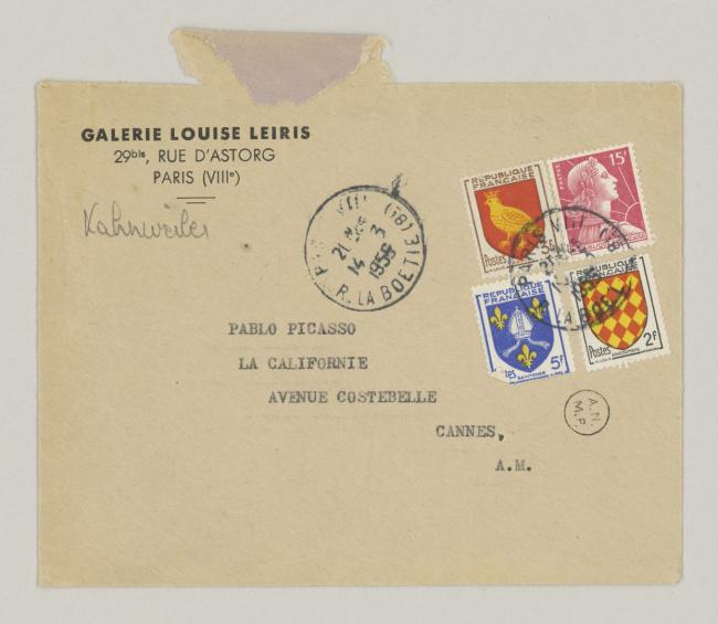 Daniel-Henry Kahnweiler's letter to Pablo Picasso, dated 14 March 1956