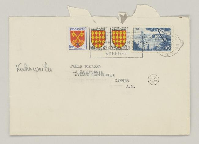 Carta de Daniel-Henry Kahnweiler a Pablo Picasso del 25 de abril de 1956